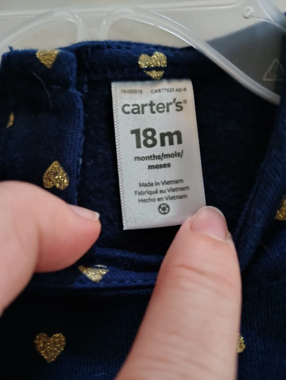 Carters Blue and Gold Heart Bow Matching Long Sleeve Set Size 18 Months